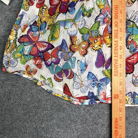 La Cera Womens Tunic Top Butterflies Size Medium Colorful Nature Sheer - Picture 6 of 8